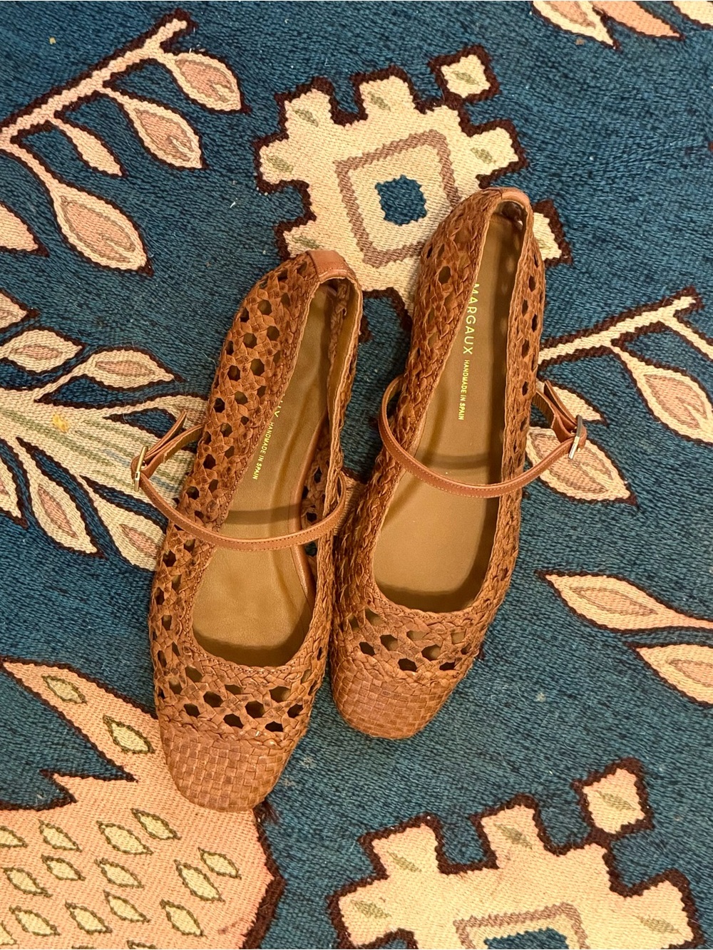 Margaux Cognac Braided Mary Jane Flats